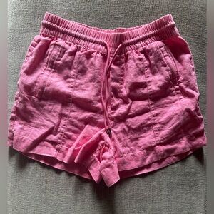 Athleta Linen-Blend Drawstring Shorts in Pink
